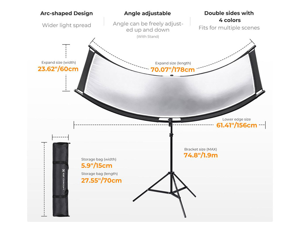 K&F Concept 60x180 Kavisli Reflektör (KF18.0012)